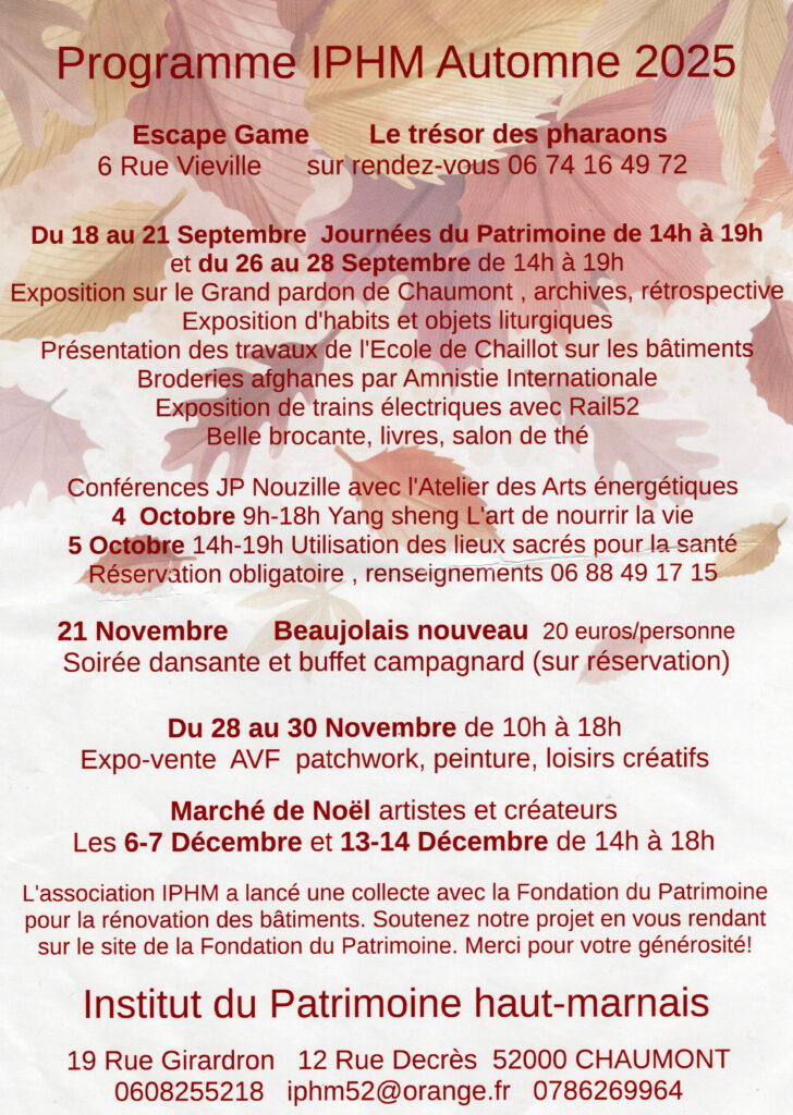 Programme IPHM automne 2025